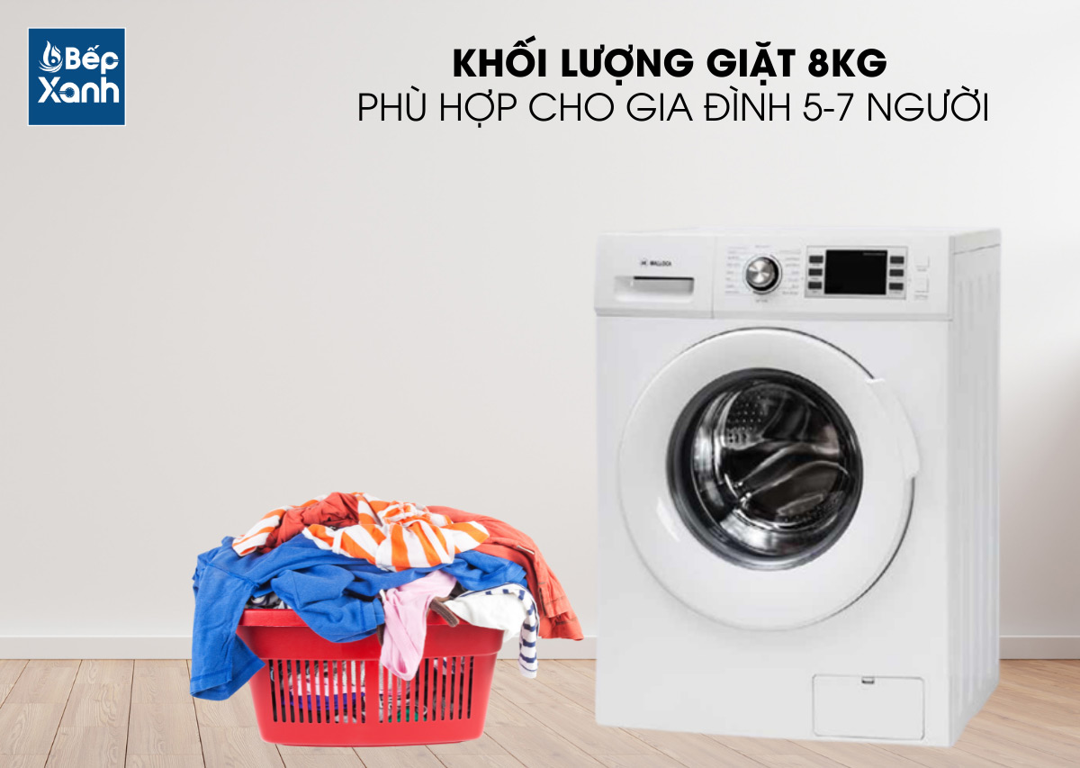 khối lượng giặt 8kg của máy giặt quần áo Malloca MWM-C1903E